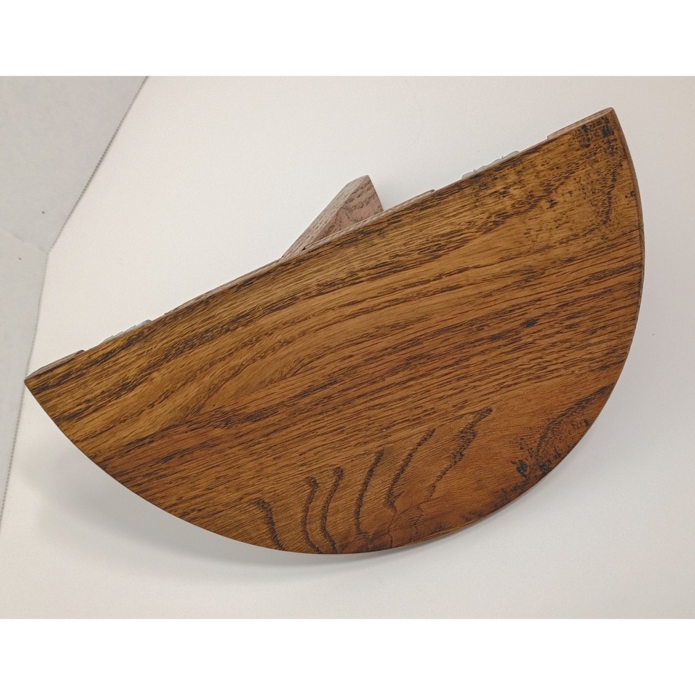 Vintage Solid Oak Half Circle Wall Shelf Sconce MCM Trinket Display 5.75 x9.75" - Picture 7 of 9